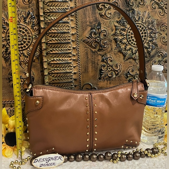 MICHAEL KORS Astor Re-Edition Large Luggage Brown Leather Pouchette Bag EUC! - Picture 7 of 11